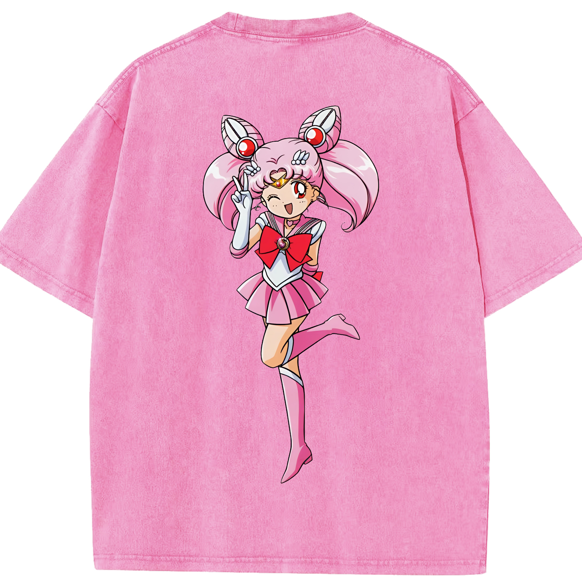 （画像用） 美少女戦士セーラームーン ちびうさ Sailor Moon Chibiusa Tsukino Usagi Small Lady Serenity 綿100% ヴィンテージ風 半袖Tシャツ（背面プリント）